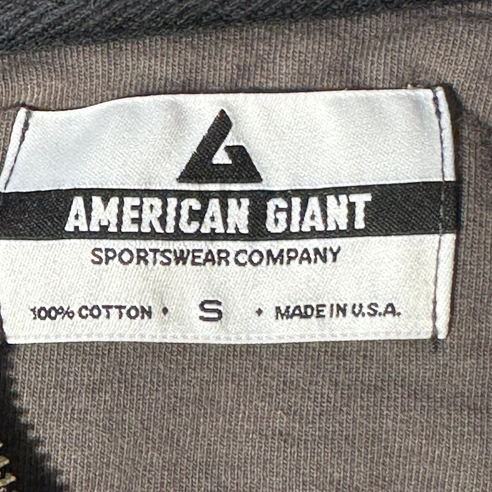 American Giant Zip Hoodie Mens Small Gray Made in USA Rare Graphic Elbow Patch‎ - Picture 10 of 15
